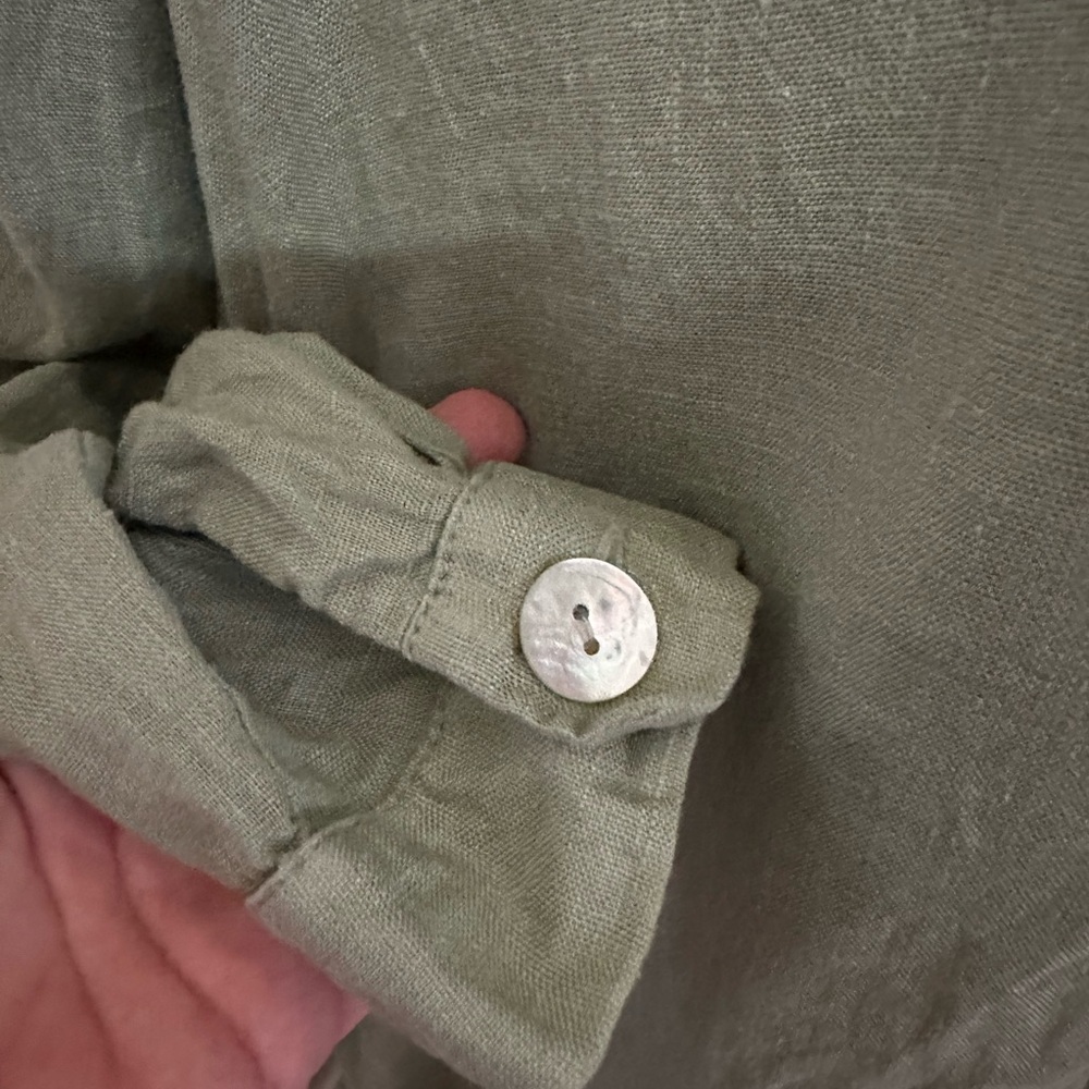 Zara Linen Button front shirt midi dress Sage Green - XS - Picture 7 of 9